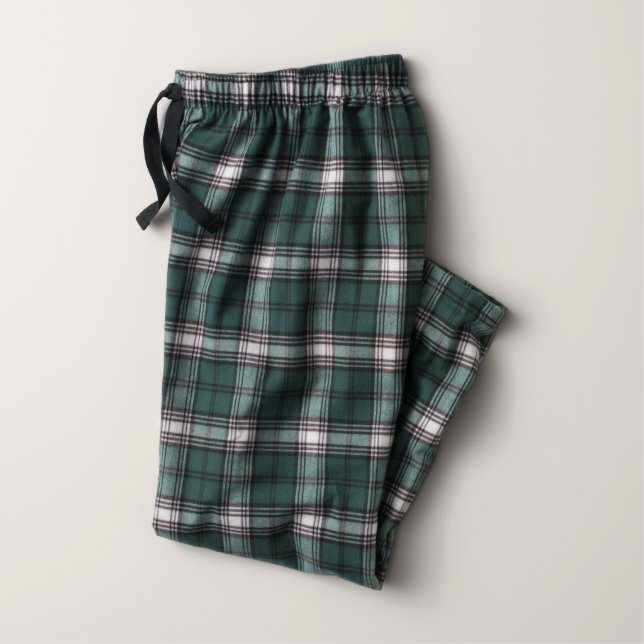 Kids Green and White Flannel Pajama Pants (Youth)