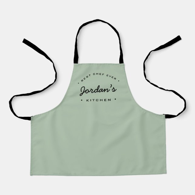 Kid's Green Best Chef ever Custom Kitchen Gift Apron (Front)