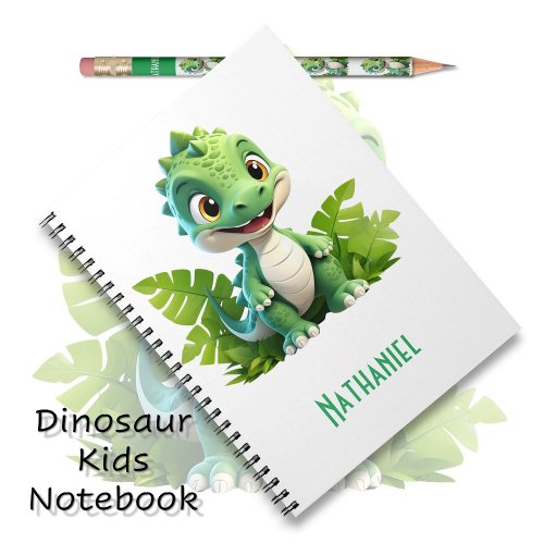 Kids Green Dino Adventure Notebook