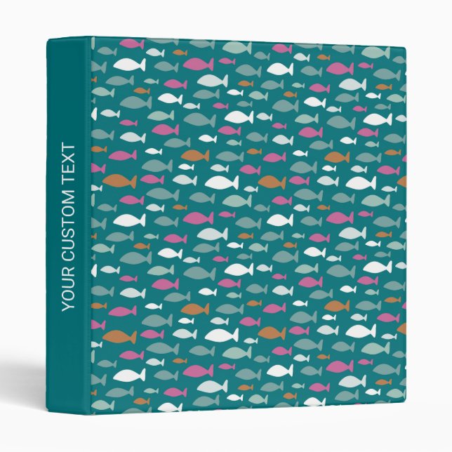 Kids Green Fish pattern 3 Ring Binder (Front/Spine)