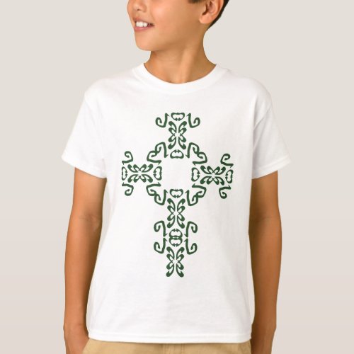 Kids Green Irish Celtic Cross Hoodie Sweatshirt T_Shirt