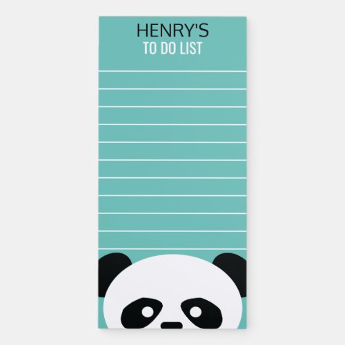 Kids Green Kawaii Panda To Do List Chore Magnetic Notepad