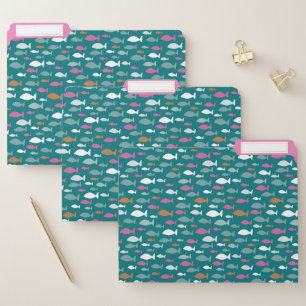 Kids Green & Pink Fish pattern File Folder