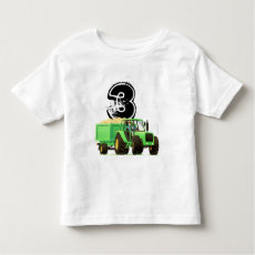 Kid's Green Tractor 3rd Birthday Toddler T-shirt