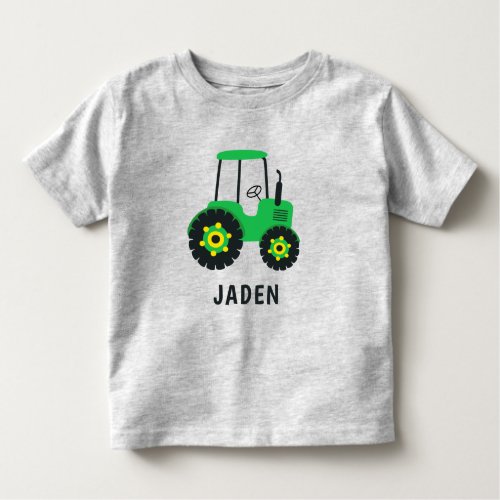 Kids Green Tractor Personalized Farm Vehicle Toddler T_shirt