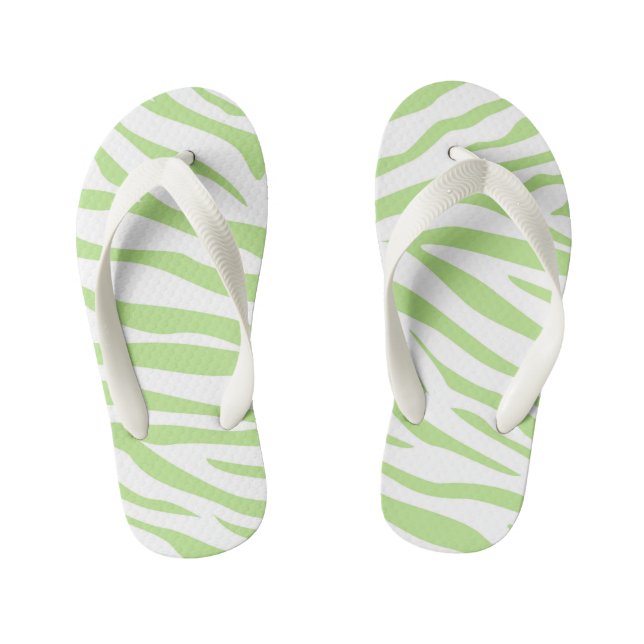 Kids Green Zebra Print Flip Flop (Footbed)