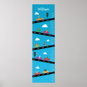 Kids Growth Chart - Animals, Cars and Numbers