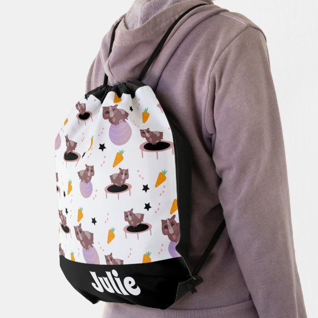 Kids Guinea Pigs Colorful Name Drawstring Bag (Insitu)