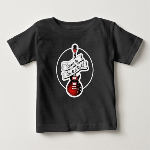 Kids Guitar Born to Rock  Roll Band Music Rocker Baby T_Shirt
