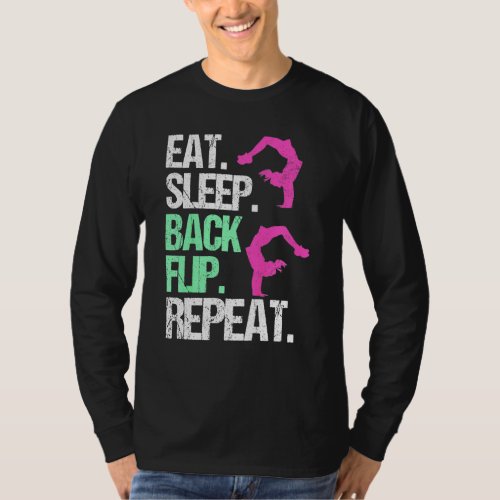 Kids Gymnast Eat Sleep Back Flip Repeat Gymnastics T_Shirt
