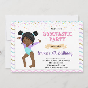 Kids gymnastic dance party invitation