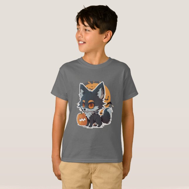 Kids Halloween 2026 T-Shirt – Cute Animal Design (Front Full)