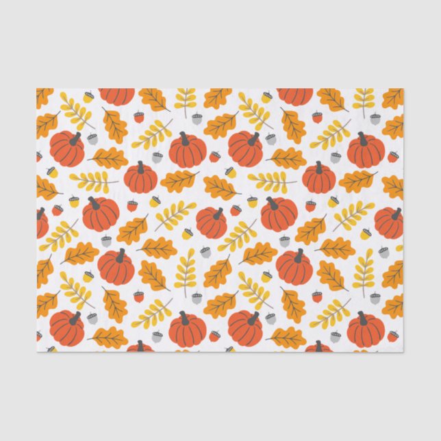 Kids Halloween Autumn Fall Pumpkins Acorns Leaves Tissue Paper (Front)