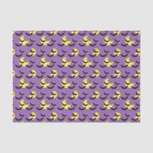 Kids Halloween Bats Flying Crescent Moon Purple Tissue Paper