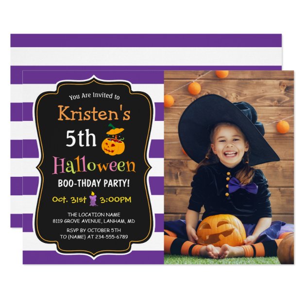 Kids Halloween Birthday Costume Party Photo Card