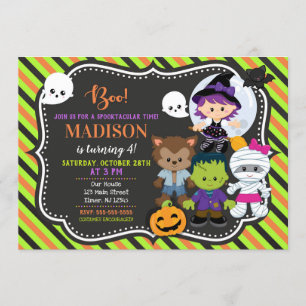 Kids Halloween Birthday Invitation