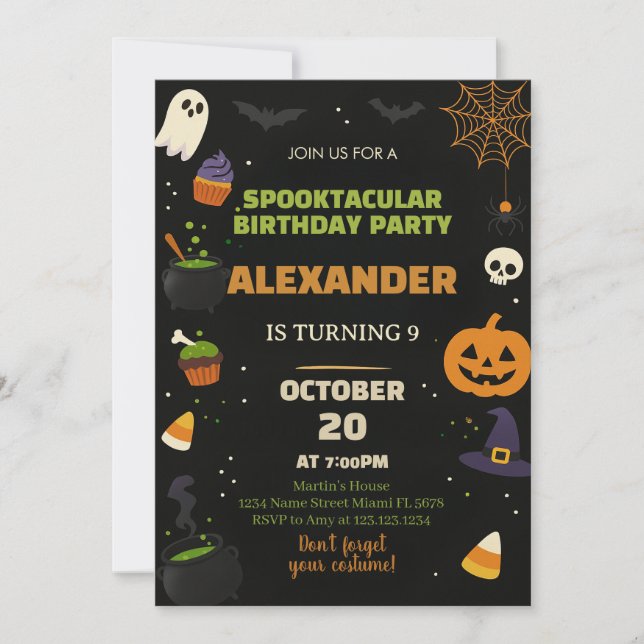 Kids Halloween Birthday Invitation (Front)