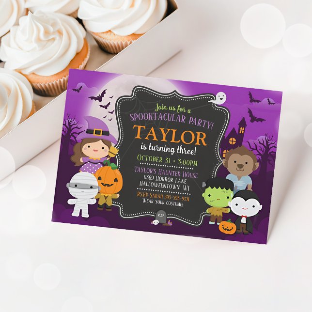 Kids Halloween Birthday Invitation, Costume Invitation (Kids Halloween Birthday Invitation)