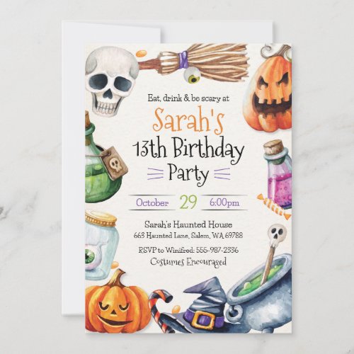 Kids Halloween Birthday Invitation Costume Party Invitation
