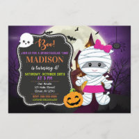 Kids Halloween Birthday Invitation / Mummy
