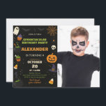 Kids Halloween Birthday Invitation with photo<br><div class="desc">Turn your child’s birthday into a spook-tacular event with this Halloween Birthday Invitation! Featuring playful ghosts, glowing pumpkins, and festive Halloween accents, this invitation is perfect for any age birthday celebration in October. Whether it’s a 5th, 7th, 9th, or 12th birthday, parents can easily customize the text to fit their...</div>