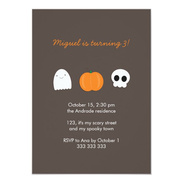 Kids Halloween Birthday Photo Skull Ghost Pumpkin Card