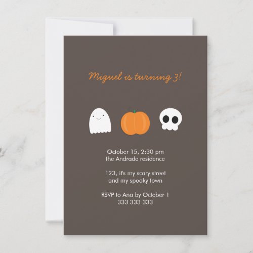 Kids Halloween Birthday Photo Skull Ghost Pumpkin Invitation