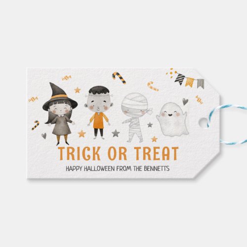 Kids Halloween Birthday Trick or Treat Thank You  Gift Tags