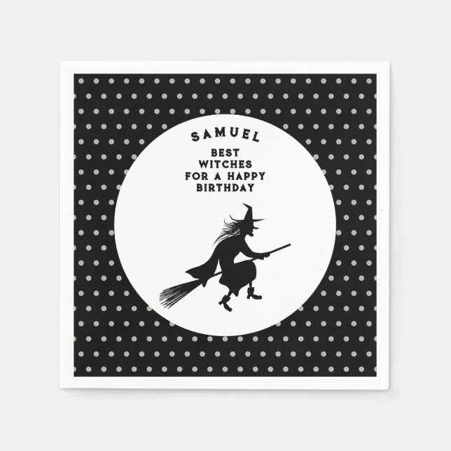 Kids' Halloween Birthday Witch Napkins (Front)