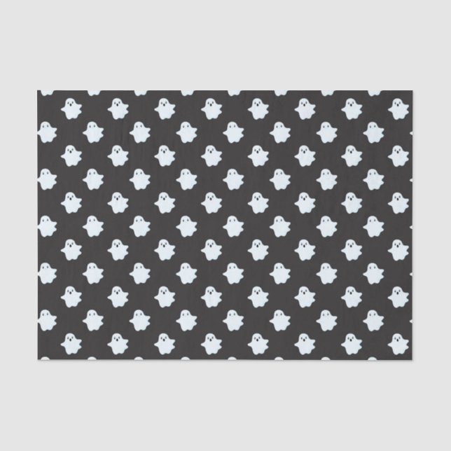 Kids Halloween Black w/ Cute White Ghosts Tissue Paper (Front)