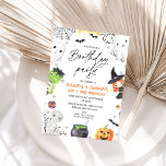Kids Halloween Boothday Party Join Birthday Invitation<br><div class="desc">Kids Halloween Boothday Party Join Birthday Invitation 

Cute kids join birthday party invitation featuring a witch,  pumpkin,  Frankenstein,  mummy,  ghosts and more.  This Halloween joint birthday invitation is suitable for an October birthday party.</div>