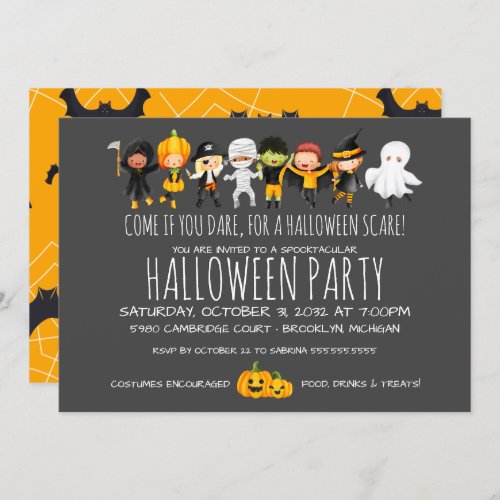 Kids Halloween Celebration Costume Party  Invitation