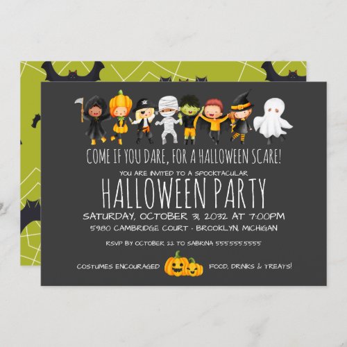 Kids Halloween Celebration Cute Costume Party Invitation