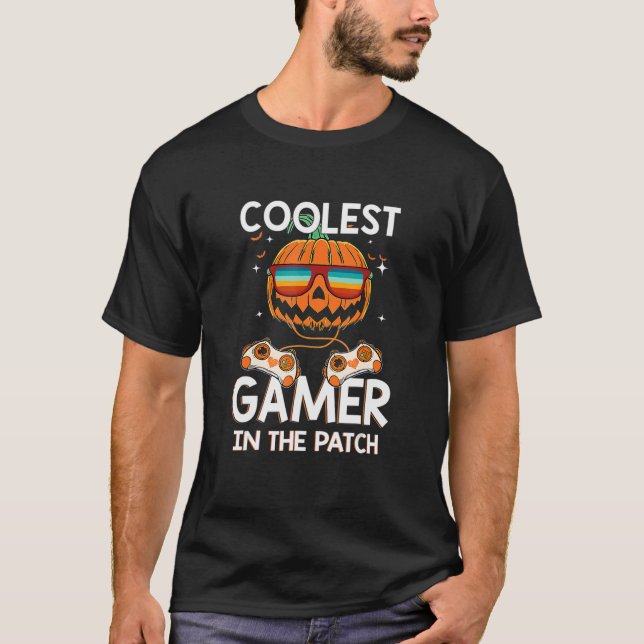 Kids Halloween Coolest Gamer In The Patch Boys Gir T-Shirt (Front)