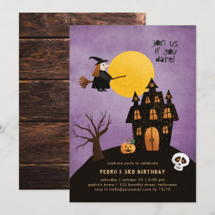 Kids Halloween Costume Birthday Party 3rd Simple Invitation