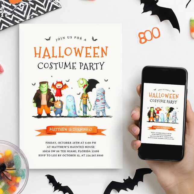 Kids Halloween Costume Birthday Party Invitation (Creator Uploaded)