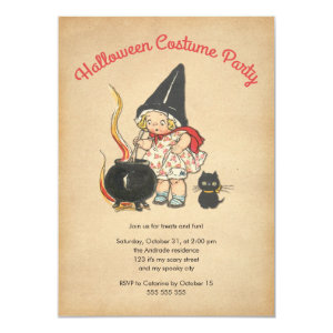 Kids Halloween Costume Party Cute Witchs Brew Cat Card