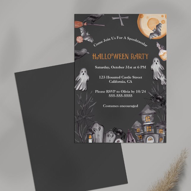 Kids Halloween Costume Party Invitation (Kids Halloween Costume Party Invitation on a table)