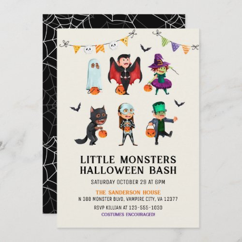 Kids Halloween Costume Party Invitation Birthday Invitation