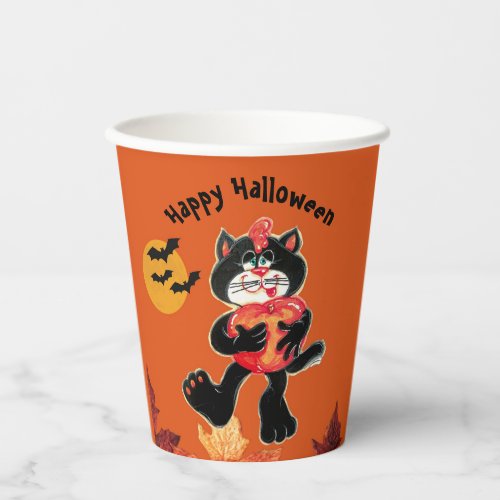 Kids Halloween Cute Black Cat Party  Paper Cups