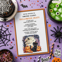 Kids Halloween Cute Black Cat Pumpkins Party