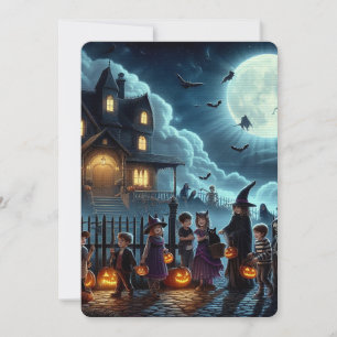 kids Halloween fancy dress invitation party card