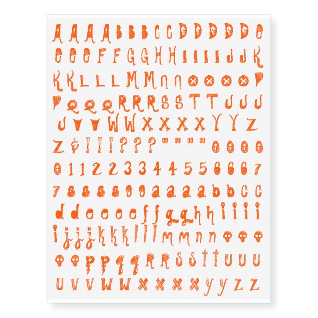Kids Halloween Fun Spooky Letters Numbers Knuckle Temporary Tattoos (Front)