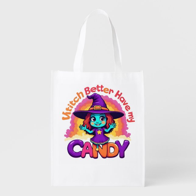 Kids Halloween funny Grocery Bag (Front)