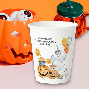 Kids Halloween Ghost and Jack o Lantern Pumpkins Paper Cups