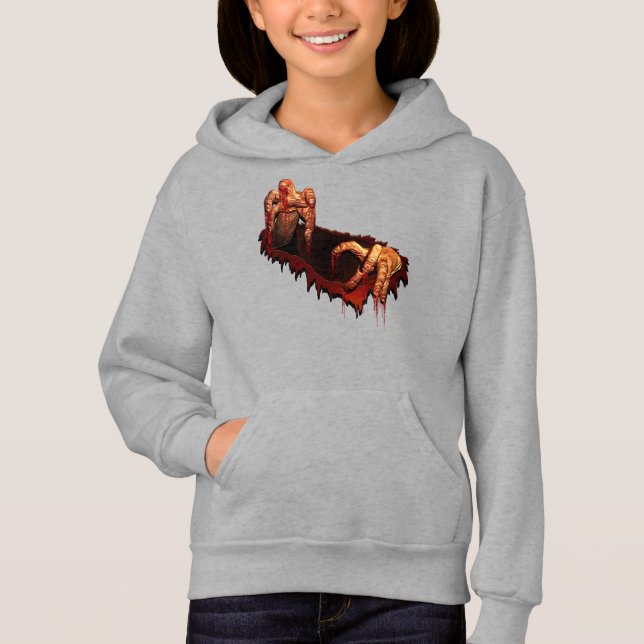 Kid's Halloween Hoodie Costume Zombie Sweatshirt (Front)