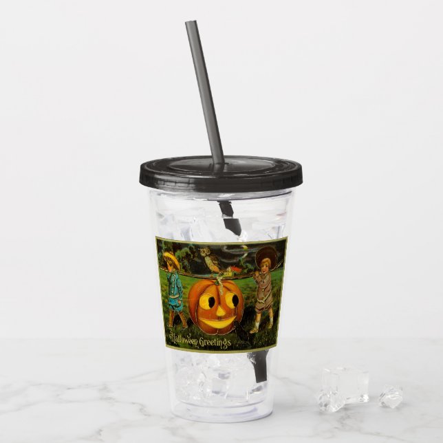 Kids Halloween Jack-o-Lantern Pumpkin Harvest  Acrylic Tumbler (Front Ice)