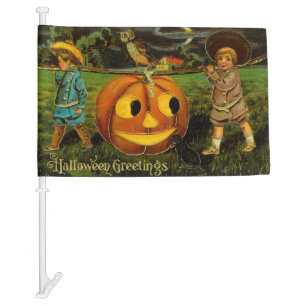 Kids Halloween Jack-o-Lantern Pumpkin Harvest  Car Flag