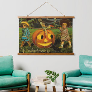 Kids Halloween Jack-o-Lantern Pumpkin Harvest  Hanging Tapestry