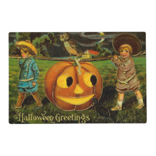 Kids Halloween Jack-o-Lantern Pumpkin Harvest  Placemat